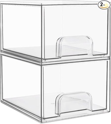 Vtopmart 2 Pack Small Clear Stackable Storage Drawers