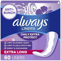 Always Daily Extra Protect Liners, Extra Long Length, Scented Panty Liners, 60 Count