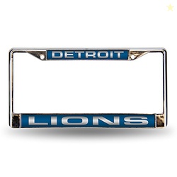 Rico Industries NFL Football Detroit Lions Blue Chrome Laser License Frame 12" x 6"