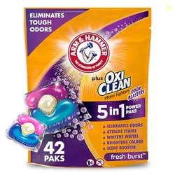 Arm & Hammer Plus OxiClean With Odor Blasters Laundry Detergent 5-IN-1 Power Paks, 42CT (Packaging may vary)