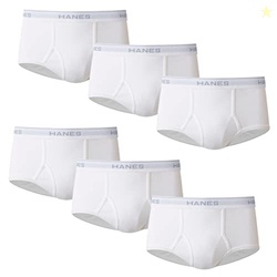 Hanes Mens Moisture-wicking Cotton Briefs, Available In White And Black, Multi-packs, White - 6 Pack, Small US