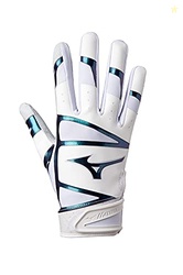 Mizuno F-257 Women's Softball Batting Glove, White-Iridescent, X-Large