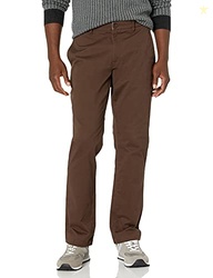 Amazon Essentials Men's Athletic-Fit Washed Comfort Stretch Chino Pant, Brown, 32W x 28L