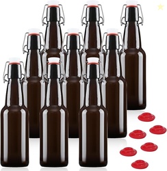 YEBODA 12 oz Amber Glass Beer Bottles, Case of 9
