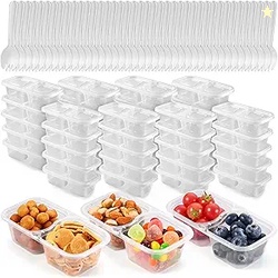 40 Set Reusable Snack Containers with Lids & Spoons