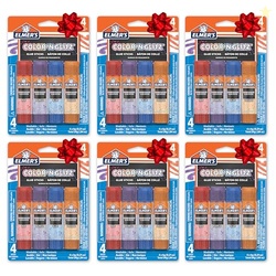 Elmers Color 'n Glitz Glue Sticks, Washable, Assorted Colors, 24 Count (6 Packs of 4) - Kids Activity, Birthday Fun, Stocking Stuffer, Vision Board, #1 Teacher Brand