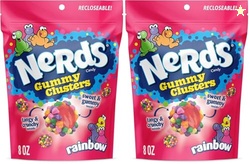 Nerds Gummy Clusters Candy, Rainbow, 8 Ounce | Resealable Bag | Pack of 2