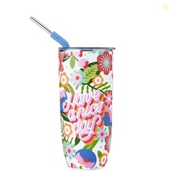 S'well Stainless Steel Tumbler with Straw and Slide-Open Lid, 24oz, Steffi Lynn x S'well, Triple Layered Vacuum Insulated Containers Keeps Drinks Cold for 18 Hours and Hot for 5, BPA Free