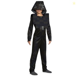 Disguise Wither Skeleton Minecraft Costume, Official Minecraft Costume with Hooded Jumpsuit for Kids, Child Size (10-12)