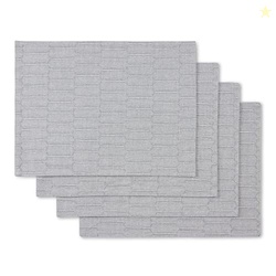 Martha Stewart Honeycomb Modern Farmhouse Reversible Placemat 4-Pack Set, Charcoal Grey, 13"x17.5"