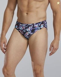 TYR Men's Standard Durafast Elite Racer Brief Swimsuit, Multi/Energia, 26