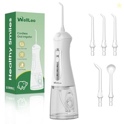 WellLeo Water Flossers for Teeth, Portable Oral Irrigator Rechargeable Water Dental Flosser Pick with High Pressure 5 Jet Tips, IPX7 Travel Water Flossing for Brace Teeth Cleaner Gum Care