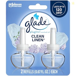 Glade PlugIns Refills Air Freshener, Scented and Essential Oils for Home and Bathroom, Clean Linen, 1.34 Fl Oz, 2 Count