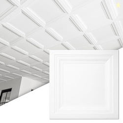 Art3d 12-Pack Square Drop Ceiling Tile 2ft x 2ft in White, PVC Ceiling Panel 24 x 24in. - Compatible with 15/16" Drop Ceiling Grid System