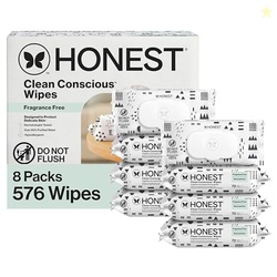 The Honest Company Hypoallergenic Multi-Use Baby Wipes for Sensitive Skin Baby Pattern Play 576 Count