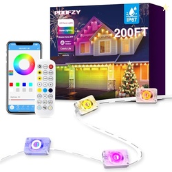 POOFZY Permanent Outdoor Lights for House,200ft RGB+IC Smart Outdoor Decor, 50 Scene Modes,App/Remote Control,for Christmas,Halloween,Daily & Holiday Party Decor,House Roof Lighting
