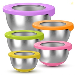 Stainless Steel Mixing Bowls with Lids  Set of 5 