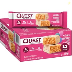 Quest Nutrition Crispy Birthday Cake Protein Bar, 17g Protein, 1g Sugar, 2g Net Carbs, Gluten Free Protein Snack, Keto Friendly, 12 Count