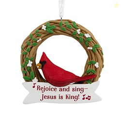 Hallmark Dayspring Cardinal on Wreath Christmas Ornament
