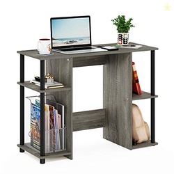 Furinno Jaya Computer Study Desk With Open Storage, French Oak Grey/Black
