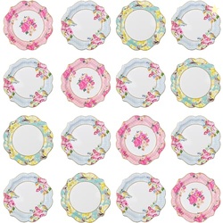 Talking Tables Pretty Vintage Floral Paper Plates Afternoon Tea Mothers Days Table Party Decorations for Birthday Baby Shower, Wedding and Anniversary, Pastel Pink, 8.5" Pack of 24
