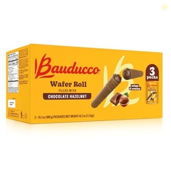 BAUDUCCO WAFER ROLLS  CRISPY CHOCOLATE HAZELNUT ROLLED WAFERS FILLED WITH CREAMY HAZELNUT, 42.3 OZ (3-PACK)