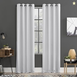 Sun Zero Soho Blackout Energy Efficient Grommet Curtain Panel, Dove White, 54" x 84" Pair, Total 108" x 84"