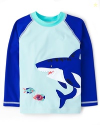Gymboree,Boys,and Toddler Embroidered Long Sleeve Rashguard,Shark Blue,18-24 Months