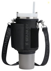 STANLEY ALL DAY QUENCHER CARRY ALL FOR 40 OZ TUMBLER WITH HANDLE | CROSSBODY BAG WITH PHONE HOLDER POCKET, CARD SLEEVE & DETACHABLE STRAP | WATER BOTTLE CARRIER BAG | BPA-FREE | BLACK