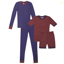 Fruit of the Loom Boy's 4-Piece Tight Fit Pajama Set, Navy/Cardinal, 6