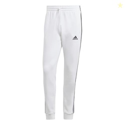 Adidas Men's Essentials Fleece 3-Stripes Tapered Cuff Pants, White/Black, XX-Small