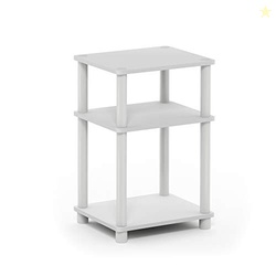 Furinno JUST Side Table, 3-Tier End Table, Open Shelves Night Stand, Bedside Table, Toolless Assembly, for Living Room, Bedroom, Bathroom, White(Espresso)