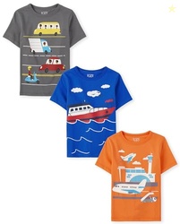 The Children's Place,Baby-Boys,and Toddler Vehicle Short Sleeve Graphic T-Shirts,multipacks,Cars/Boat/Airport 3-Pack,5T