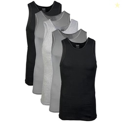 GILDAN MEN'S A-SHIRT TANKS, MULTIPACK, STYLE G1104, GREY/BLACK (5 PACK), X-LARGE
