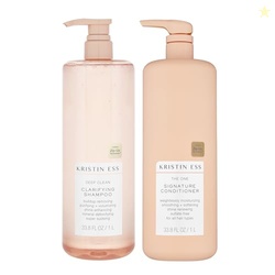 Kristin Ess Clarifying Shampoo and Conditioner Set - Shampoo and Conditioner for Women - Shampoo for Oily Hair + Build Up - Works with All Hair Types - Restores Hair Shine + Scalp Health, 33.8 fl oz