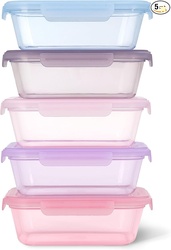 ELLO SNAP & NEST 10-PIECE 4.5 CUP PLASTIC MEAL PREP SET, REUSABLE FOOD CONTAINERS FOR HEALTHY EATING, FREEZER, DISHWASHER SAFE, BERRY FIELDS