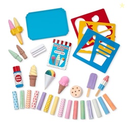 Melissa & Doug Ice Cream Shop Multi-Colored Chalk and Holders Play Set - 33 Pieces, Great Gift for Girls and Boys Kids Chalk Set