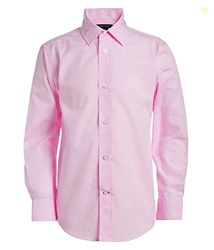 Tommy Hilfiger Boys' Long Sleeve Dress Shirt, Collared Button-down With Cuff Sleeves, Gingham, Light Pink, 14