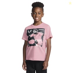 MESSI BOYS' LIFESTYLE SHORT SLEEVE T-SHIRT, SLIM-FIT GRAPHIC TEE, COTTON BLEND FABRIC, GOAL KICK - CANDY PINK, 8