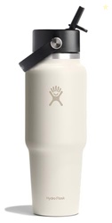 Hydro Flask Travel Water Bottle - Insulated Stainless Steel - Wide Straw Lid, Non Spill, Leakproof in 32 Oz Ivory