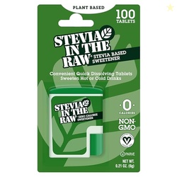 Stevia In The Raw Stevia Sweetener Tablets, 100 Ct, Zero Calorie Stevia Sugar Substitute, No Erythritol or Artificial Flavors, Vegan, Gluten Free, Kosher, Low Glycemic Index