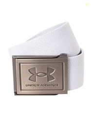 Under Armour Men's Stretch Webbing Belt, (100) White/Steel/Steel, One Size Fits Most