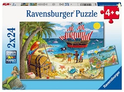 Ravensburger Pirates and Mermaids 2 x 24 Piece Jigsaw Puzzle Set for Kids - 05676 - Every Piece is Unique, Pieces Fit Together Perfectly