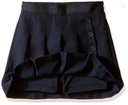 Nautica Girl's School Uniform Pleated Pull-on Scooter Skirt With Undershorts, Knit Waistband, Navy, 14