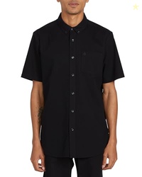 Volcom mens Everett Oxford Short Sleeve Button Down Shirt, New Black, X-Small US