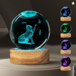3D Cat Crystal Ball Night Light
