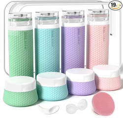 SILICONE TRAVEL BOTTLES & CREAM JARS 19 PACK 