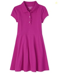 The Children's Place,Short Sleeve Ruffle Polo Dress,Aurora Pink,XLarge (14)