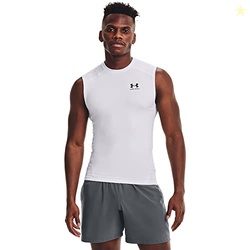 Under Armour Men's Armour HeatGear Compression Sleeveless T-Shirt , White (100)/Black, X-Large