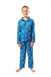 Ultra Game NBA Official Youth 2-Piece Super Soft Button Down Pajamas Set, Dallas Mavericks, Boys Sizes, 7